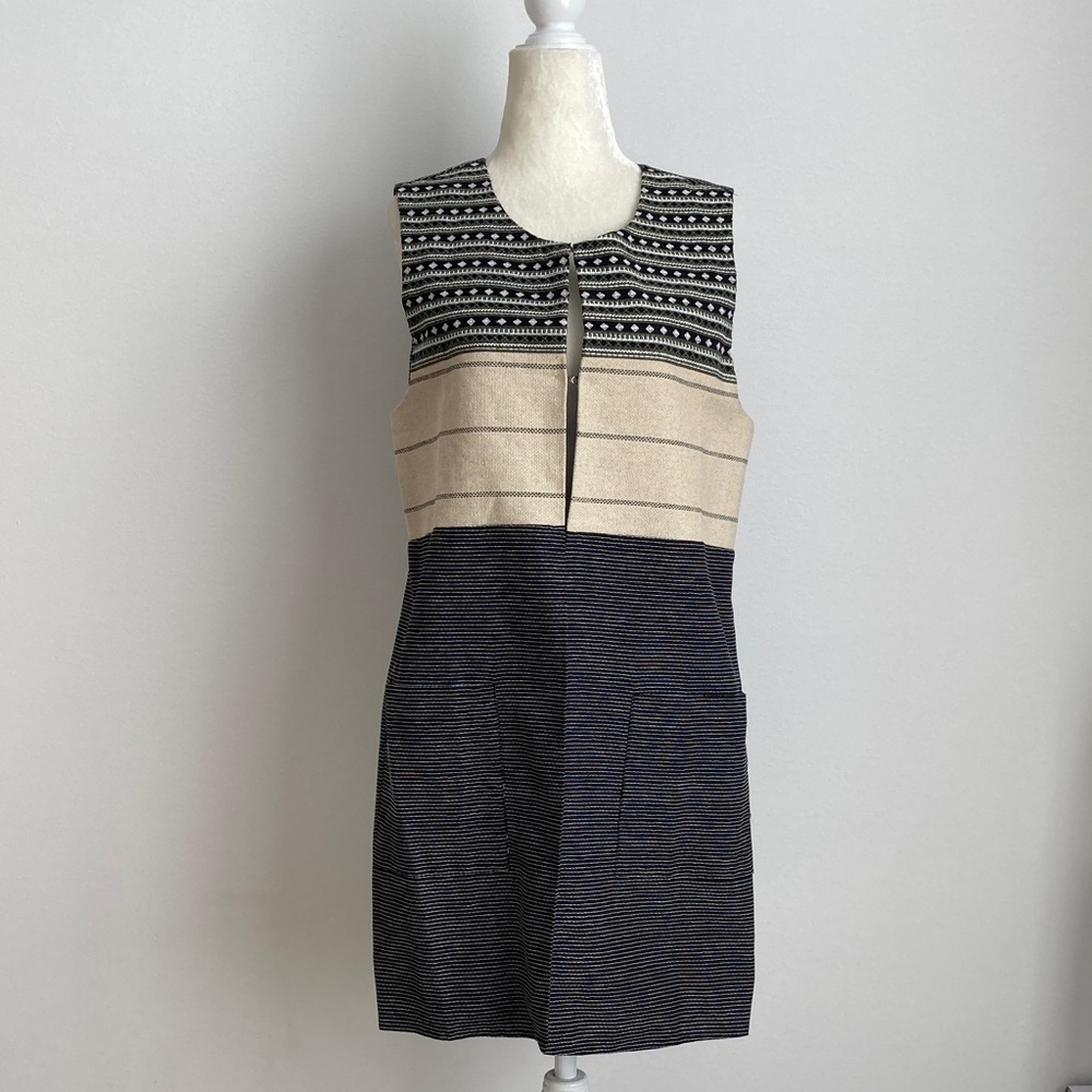 Sanctuary Clothing Geo Print Long Vest with Deep Pockets